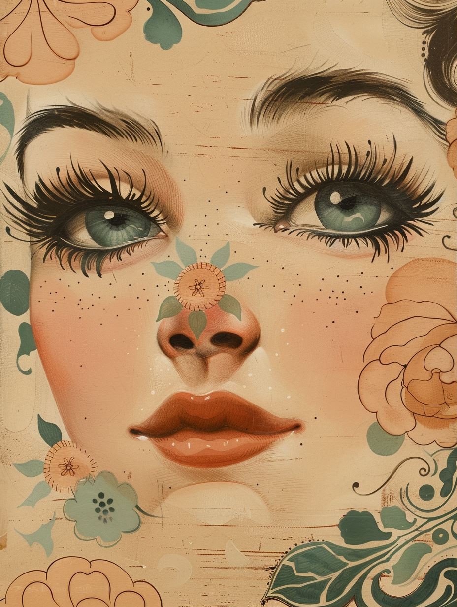 Vintage Floral Portraits on Wood - Image 1