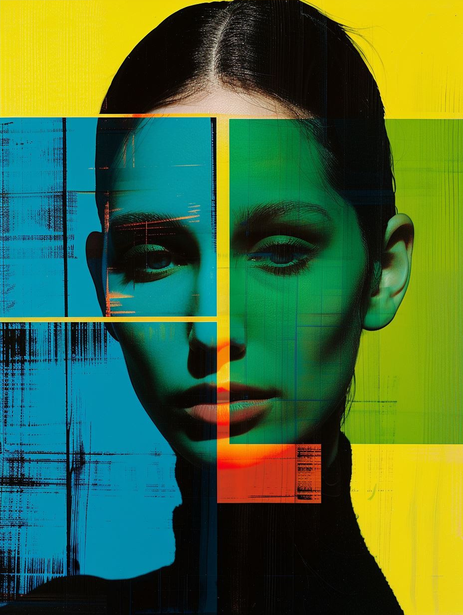 Geometric Neon Portrait Collage - Image 4