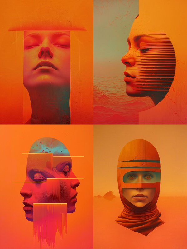 Crimson Dream Surrealist Portrait