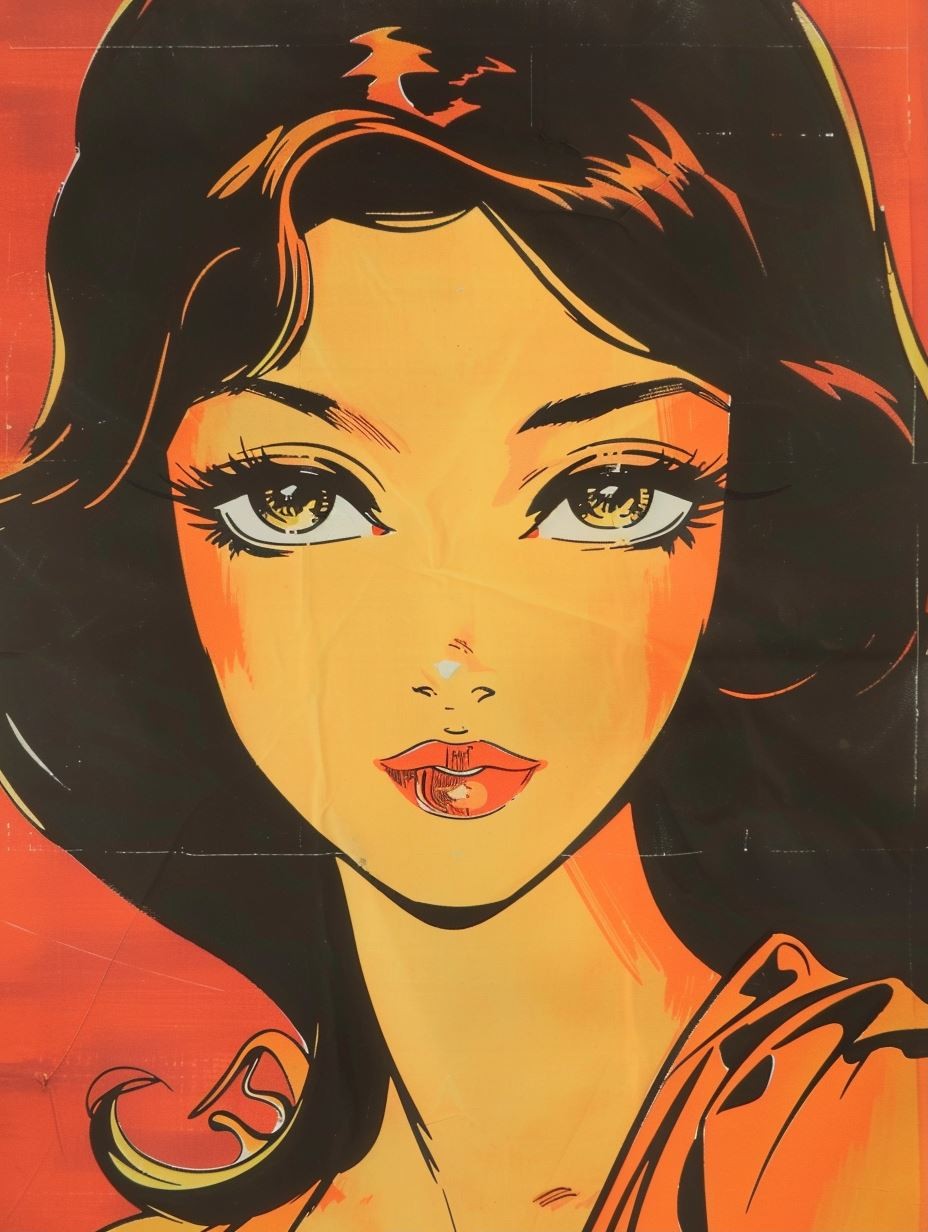 Vintage Retro Anime Portrait