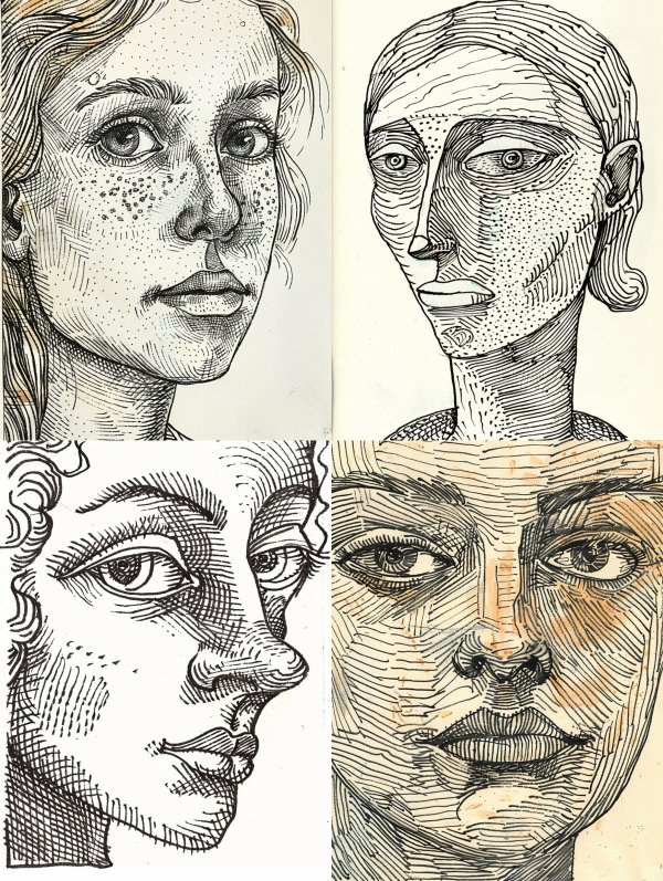 Intricate Ink Portrait Studies