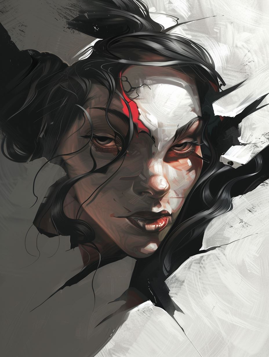 Crimson Edge Digital Portrait - Image 4
