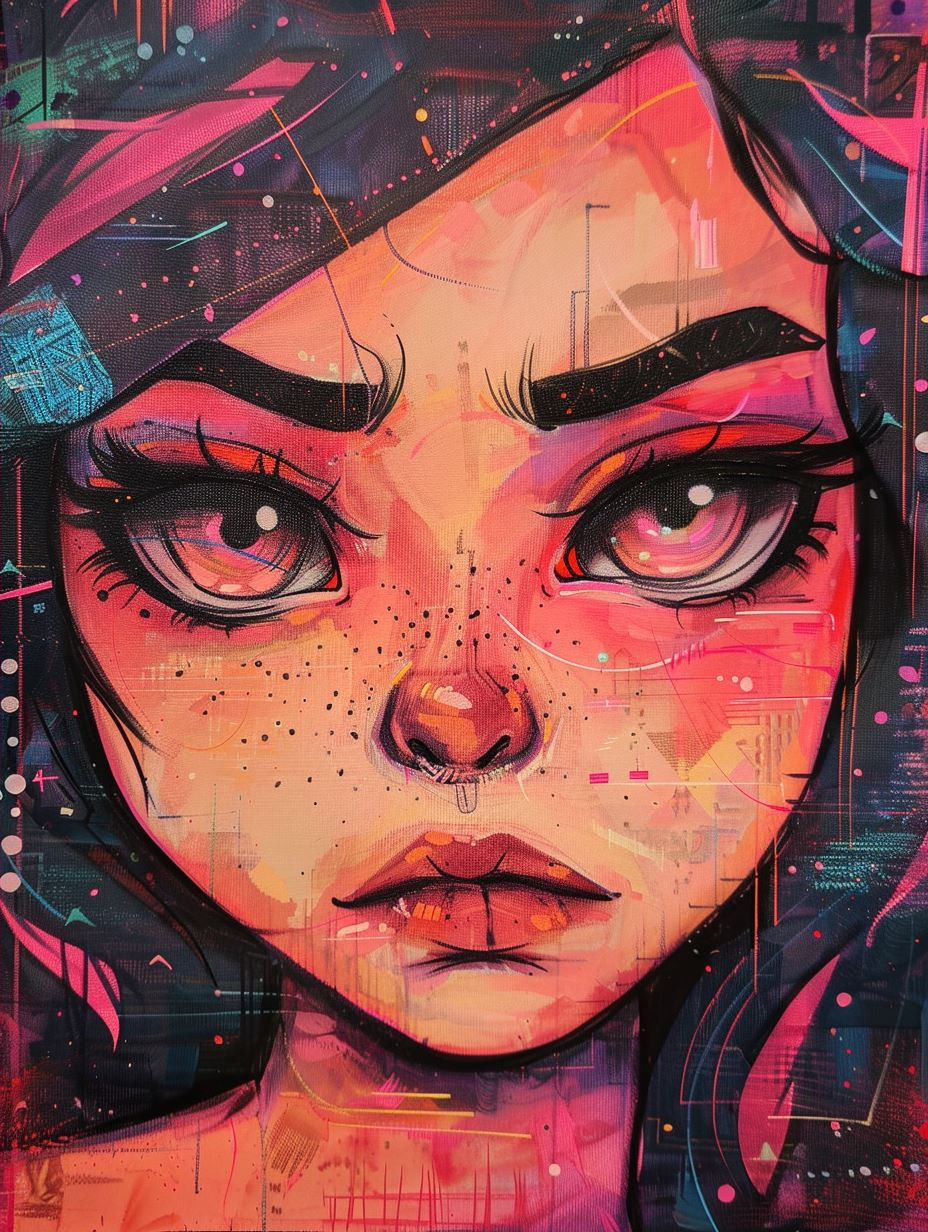 Neon Dreams: A Quad-Panel Portrait Study - Image 2
