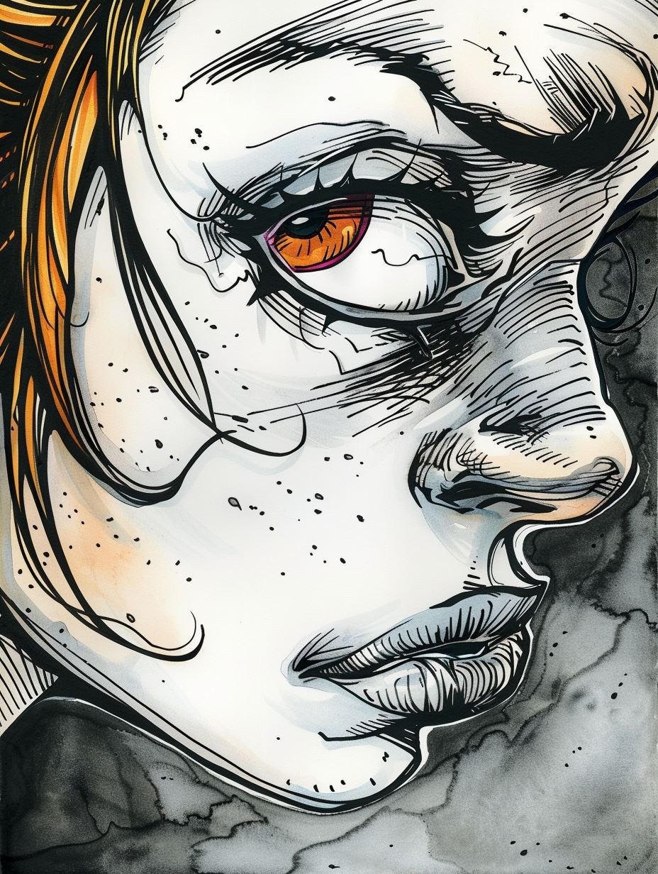 Ink Etched Amber Gaze