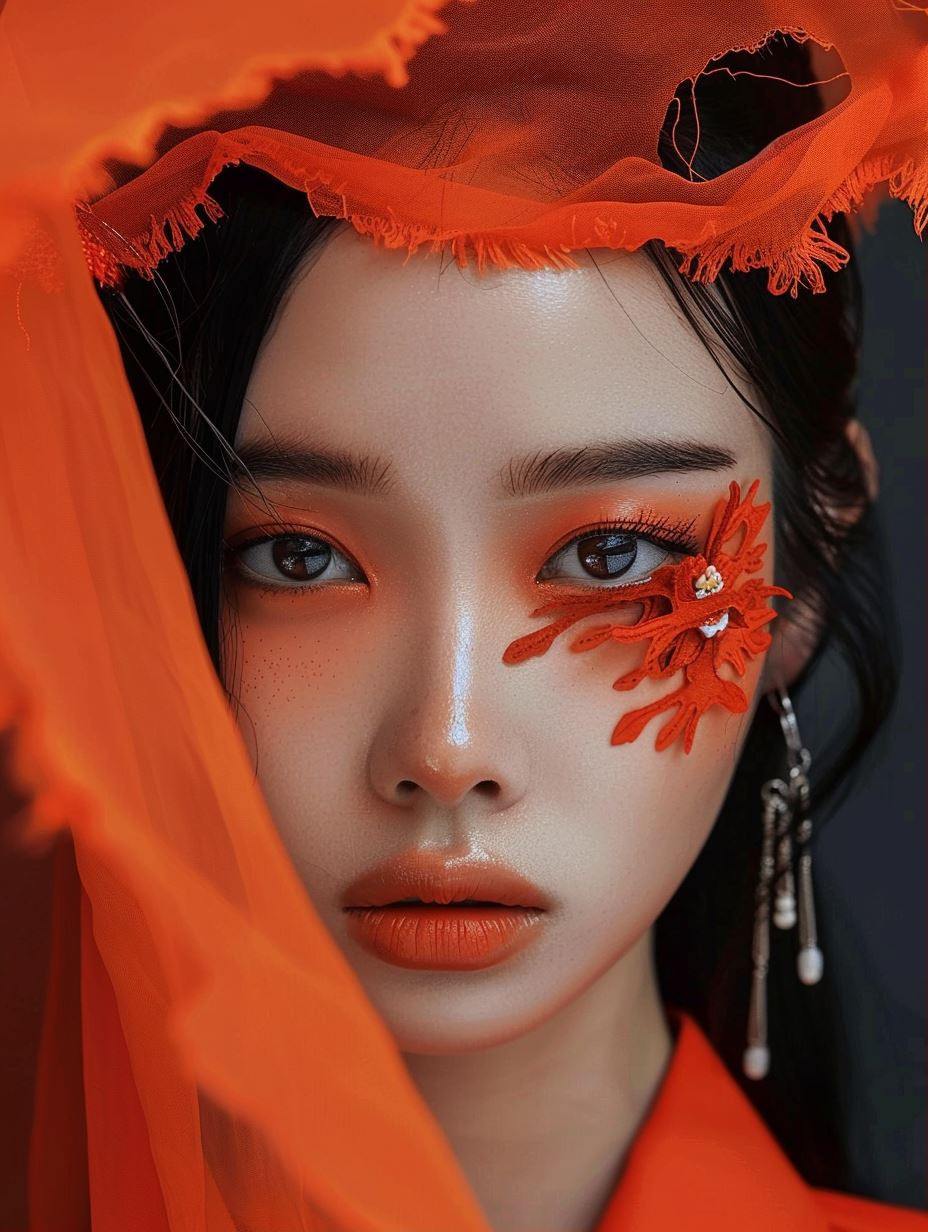 Vibrant Orange Avant Garde Portraits - Image 1
