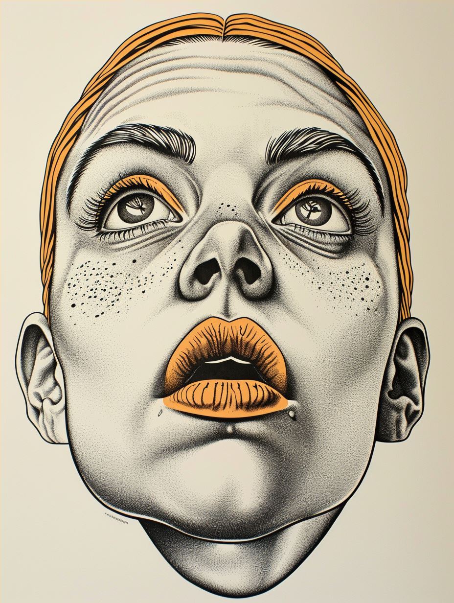 Stippled Portrait with Golden Accents - Image 4