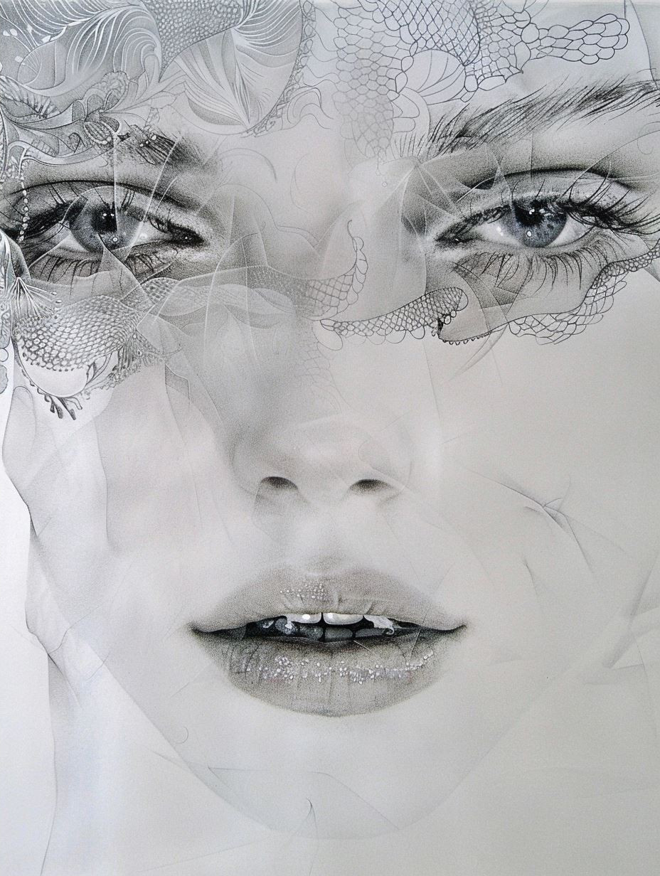 Ethereal Lace and Porcelain Gaze - Image 2
