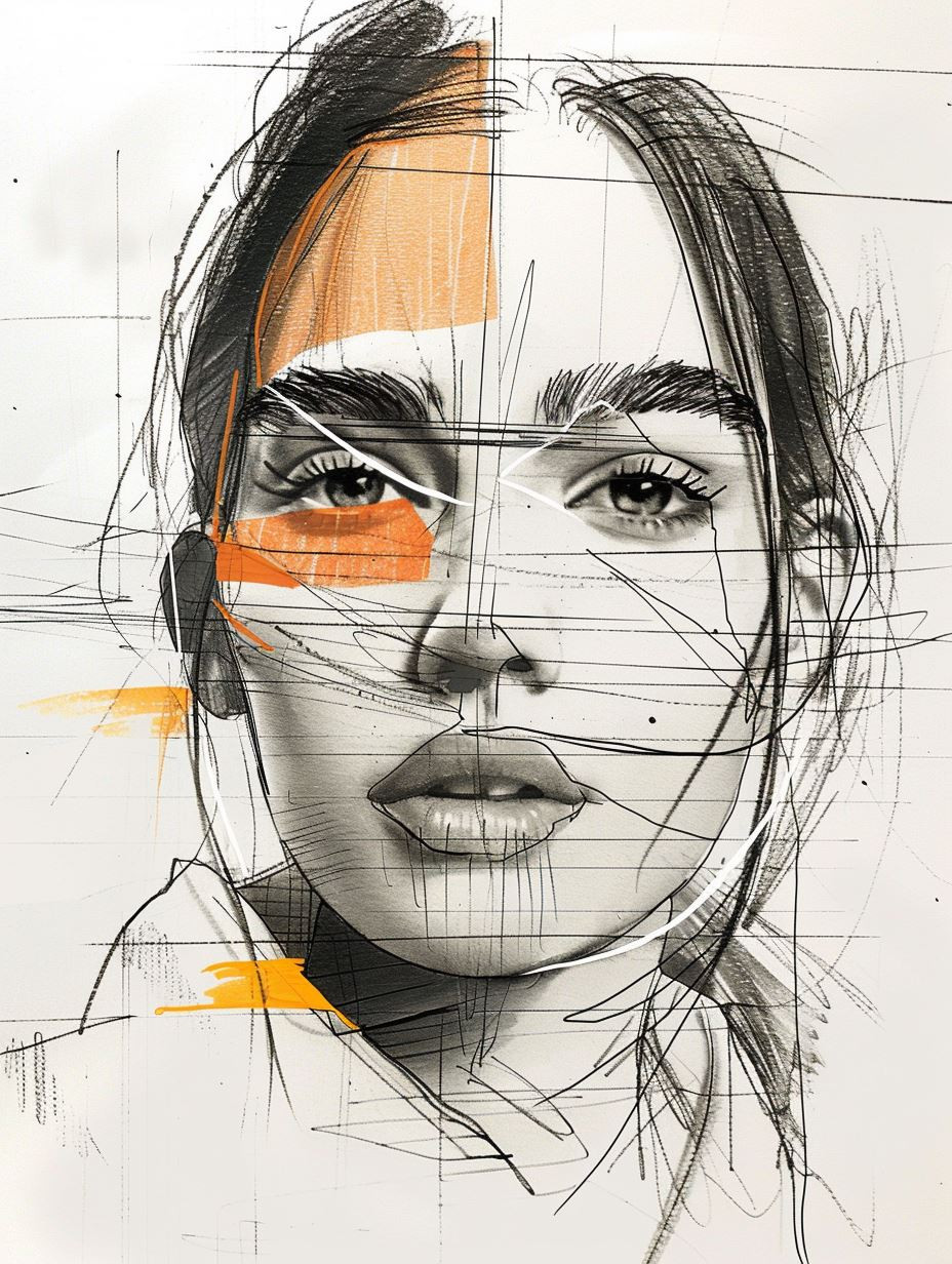 Fragmented Portrait in Ochre Tones - Image 3