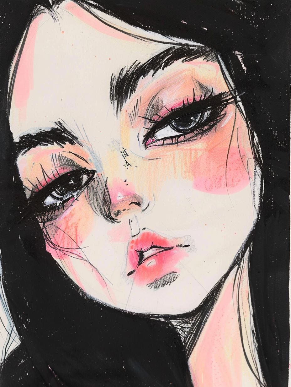 Melancholic Ink Portrait Studies - Image 1