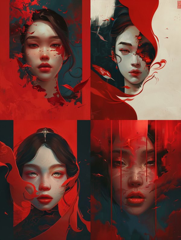 Crimson Echoes of Ethereal Beauty