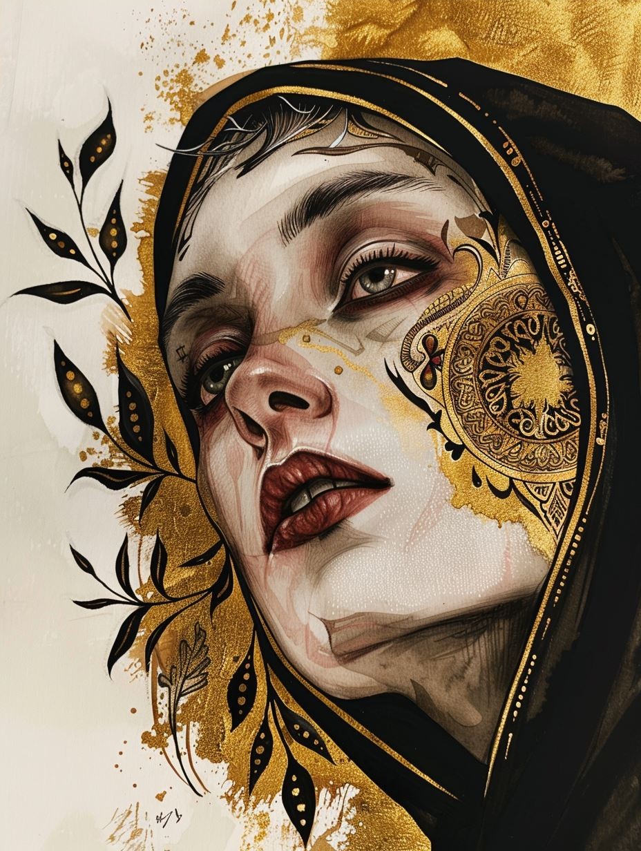 Gilded Shadows Ethereal Portrait - Image 4