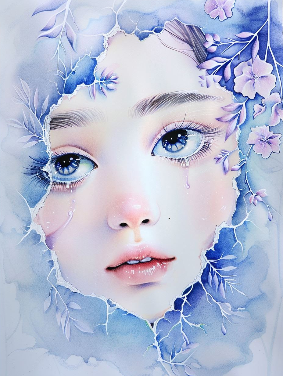 Ethereal Dreams in Blue Watercolor - Image 4