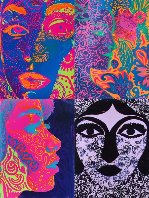 Psychedelic Neon Portrait Collage
