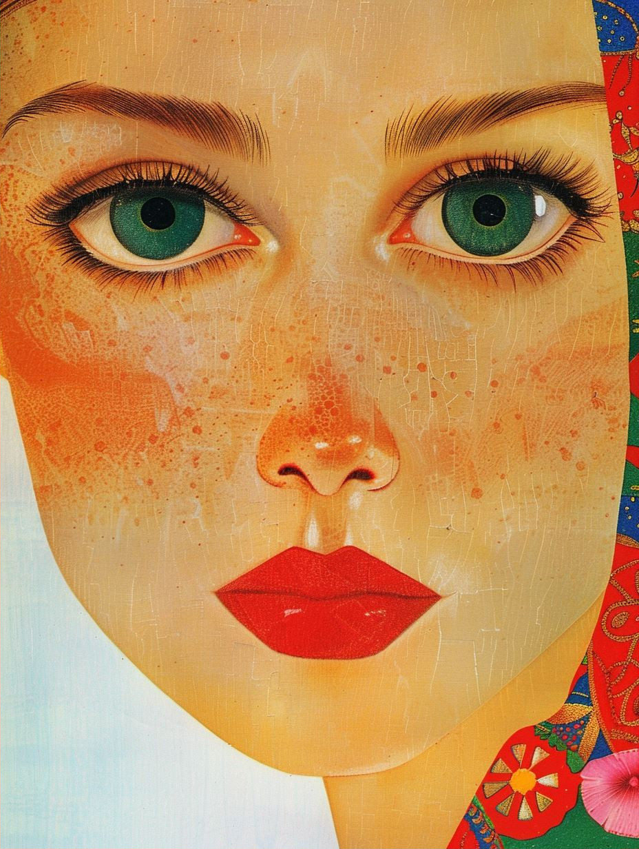 Crimson Gaze of Textured Art - Image 2