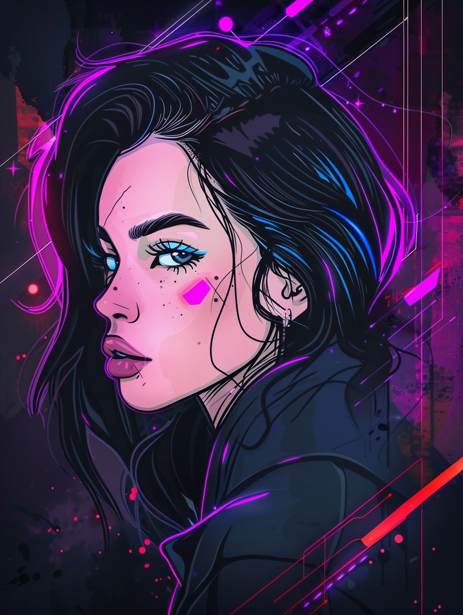 Neon Cyberpunk Portrait Study - Image 3