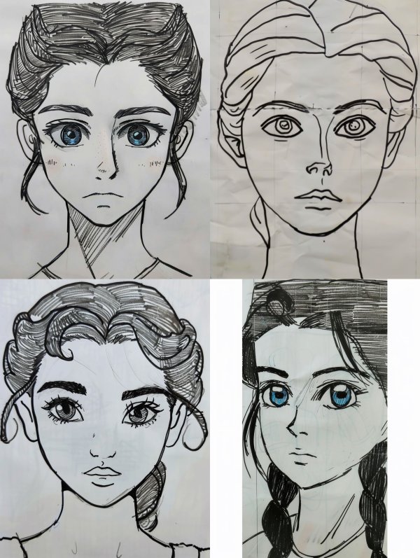Hand Drawn Manga Portrait Studies