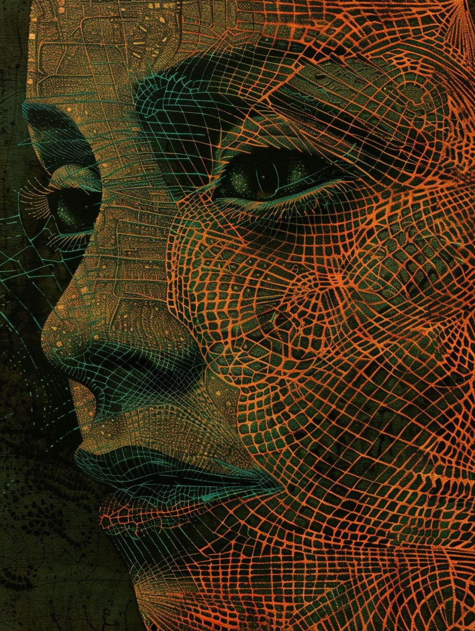 Digital Soul Geometric Mesh Portrait - Image 1
