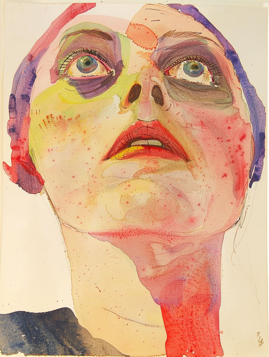 Abstract Watercolor Portrait Study - Image 4