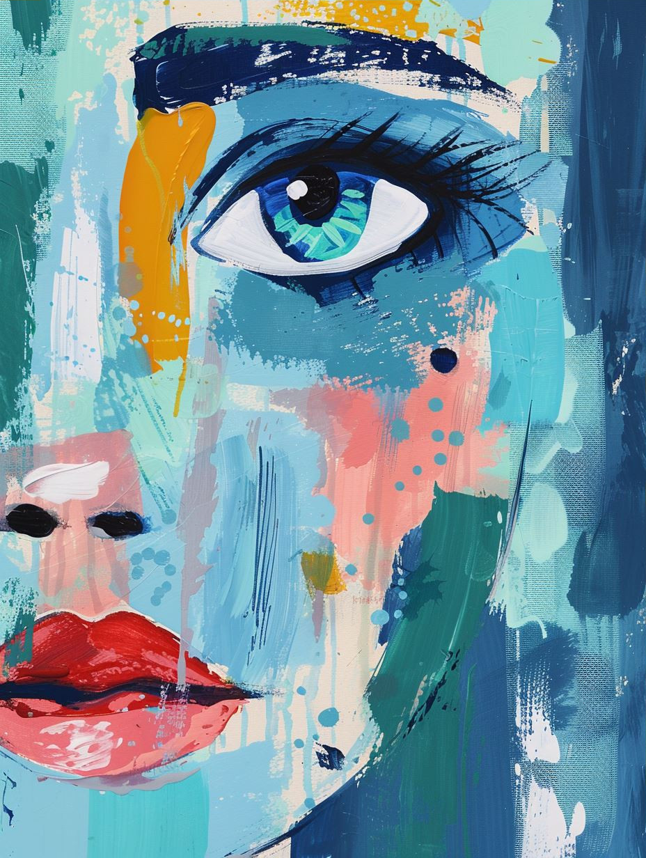 Abstract Azure Feminine Portraits - Image 3