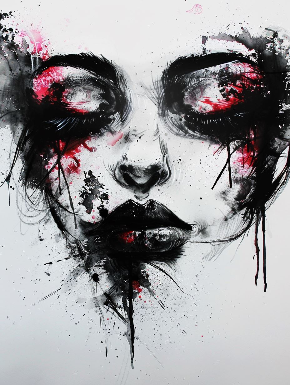 Dark Gothic Ink Splatter Portraits - Image 4
