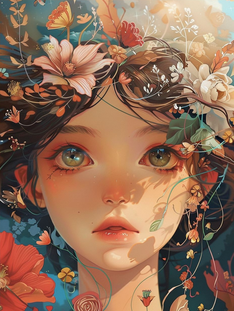 Ethereal Blooms: A Digital Portrait Study - Image 4