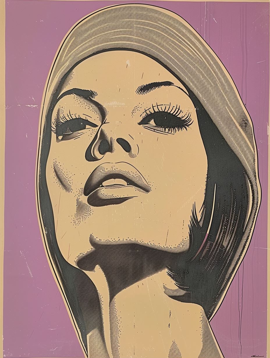 Vintage Noir Linocut Portrait - Image 2