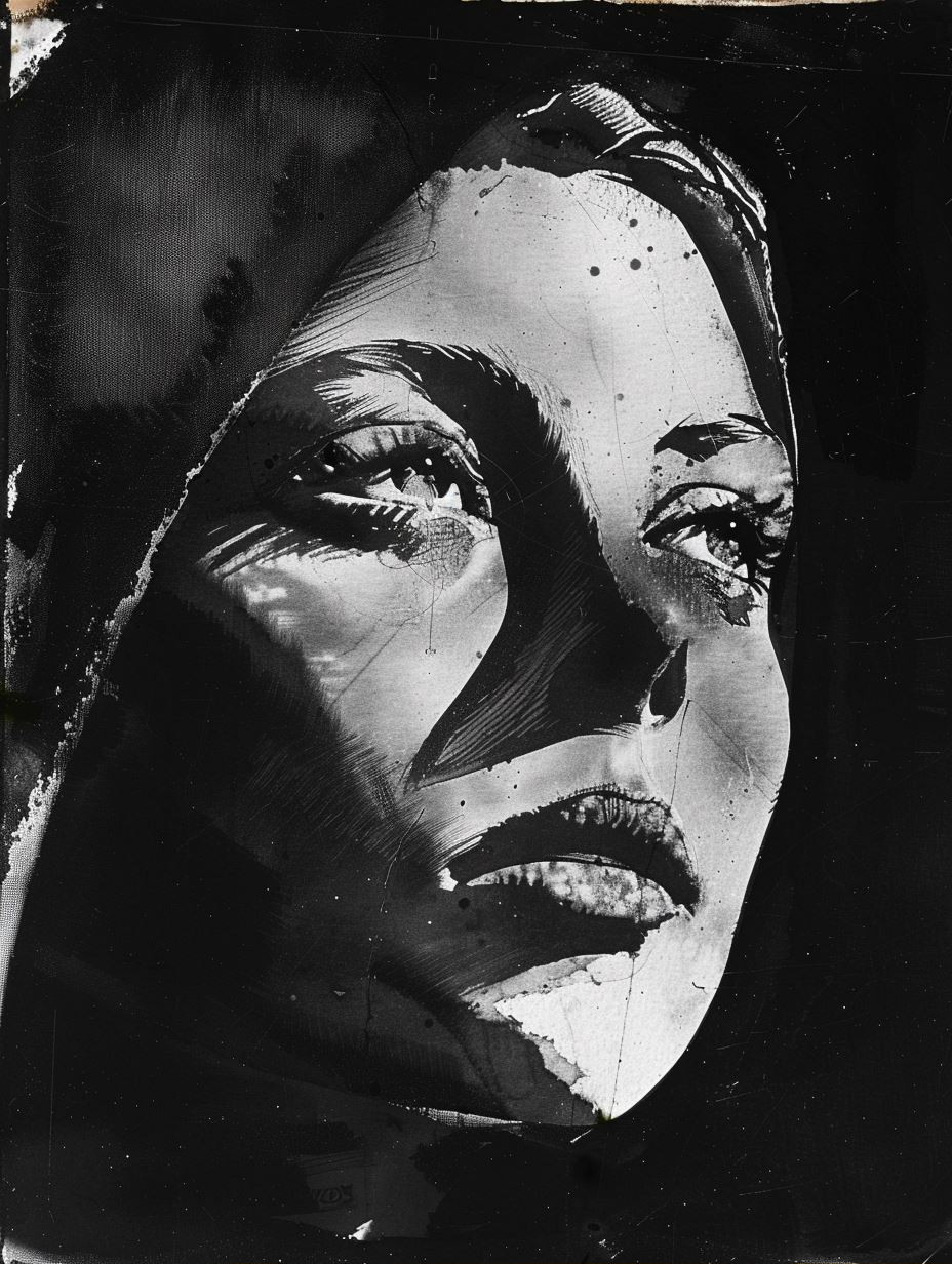 Noir Ink Portrait of Solitude - Image 2