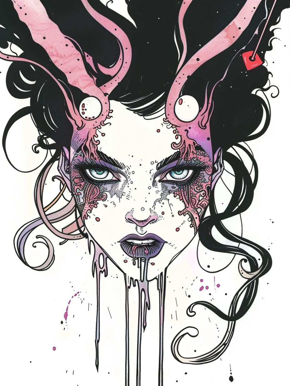 Ethereal Melancholy in Pink Ink - Image 1