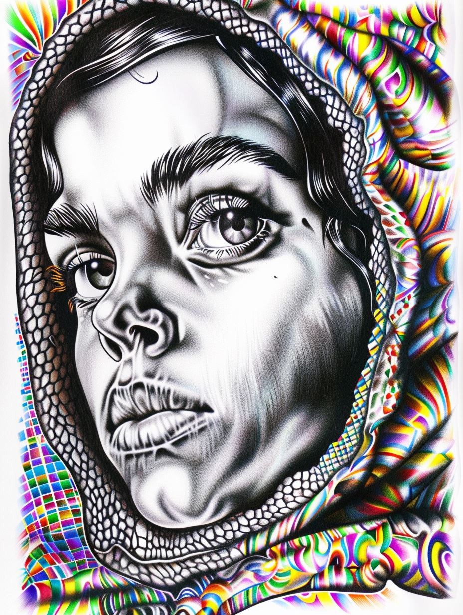 Psychedelic Monochrome Portrait Study