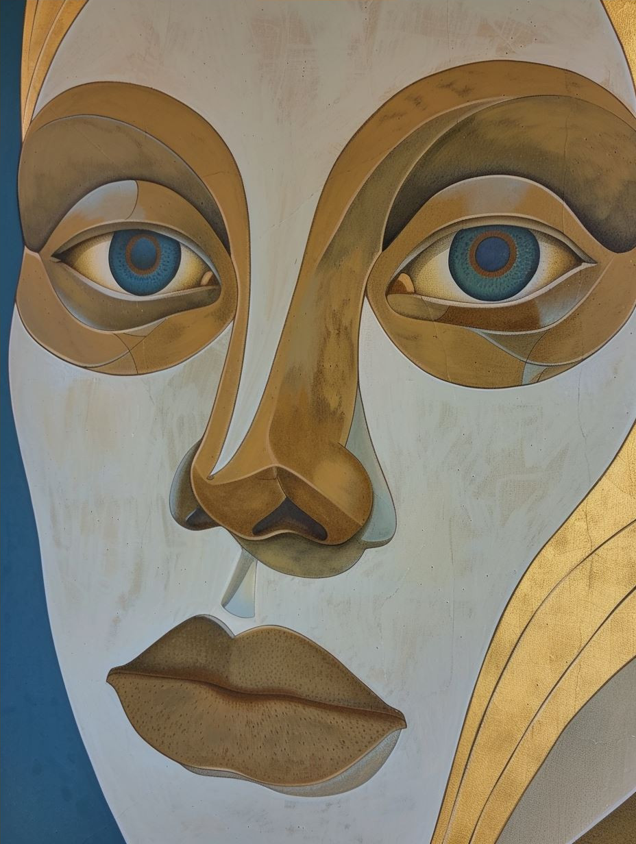 Abstract Ethereal Gaze in Gold - Image 4
