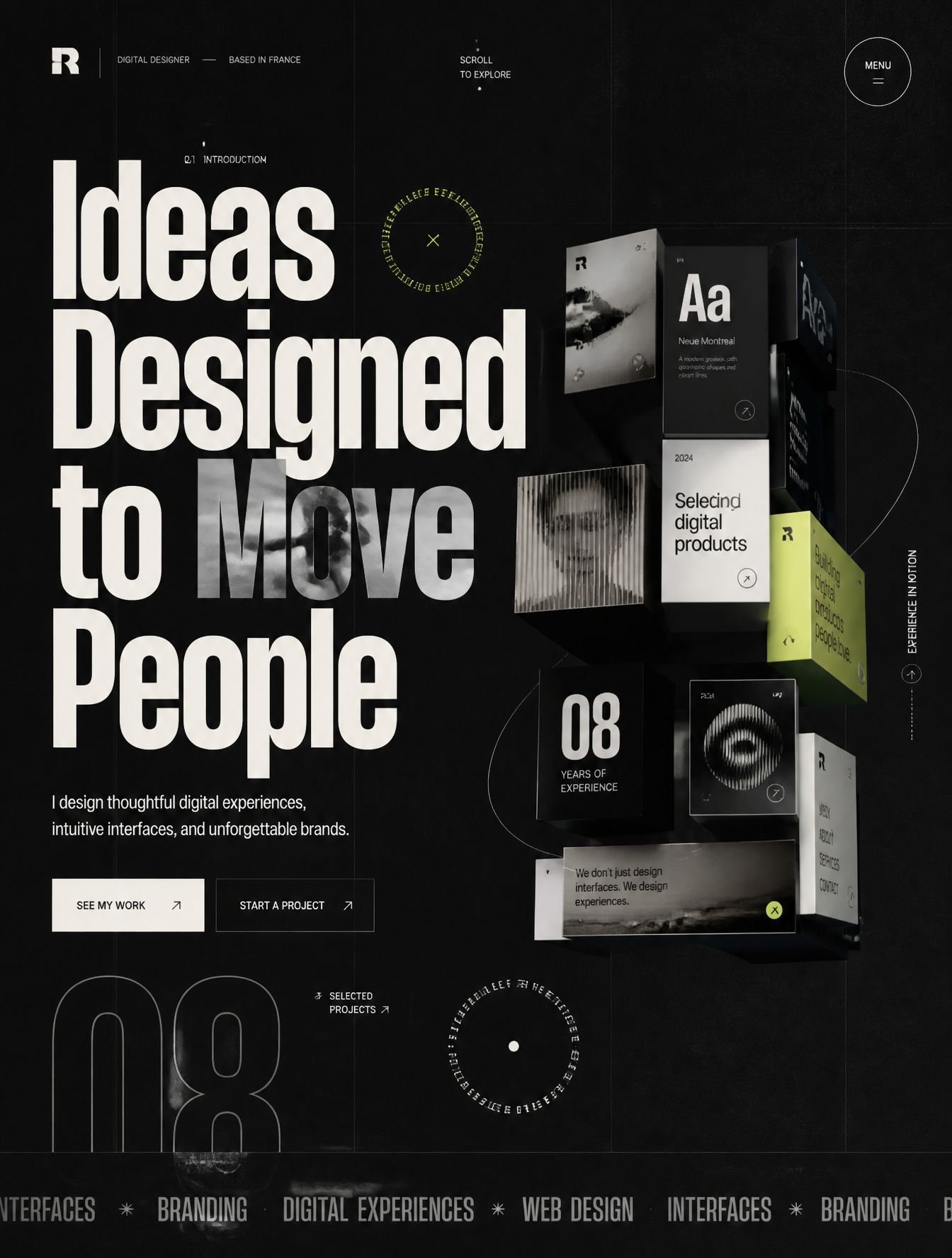 Brutalist Editorial Portfolio Hero Section