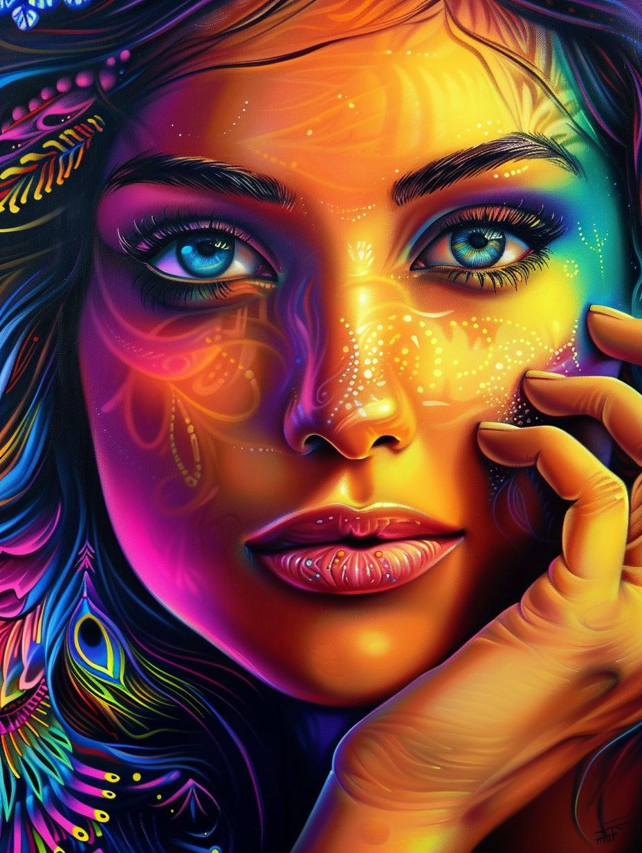 Neon Prism Portraiture Art - Image 1