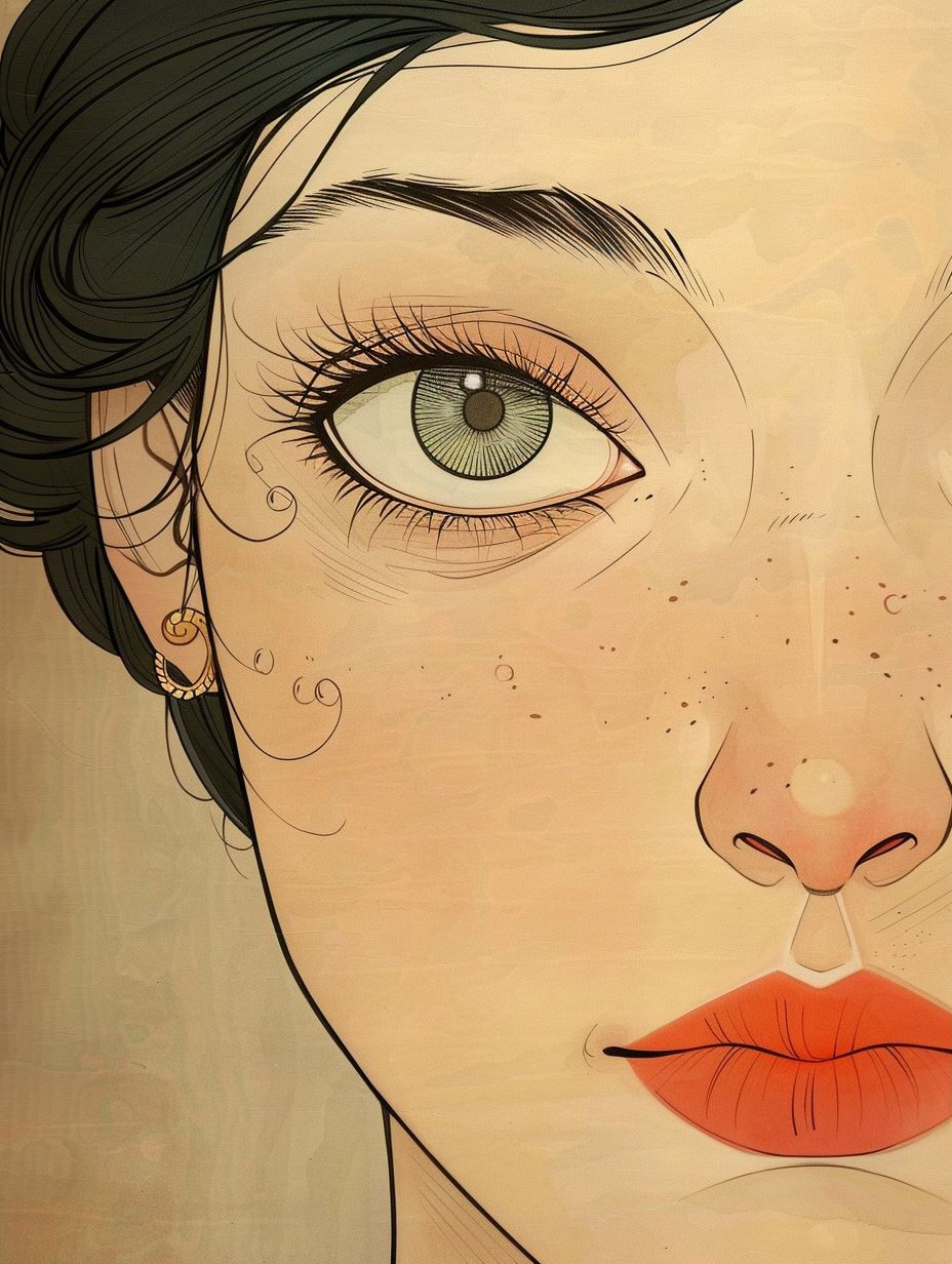 Elegant Vintage Ink Portrait