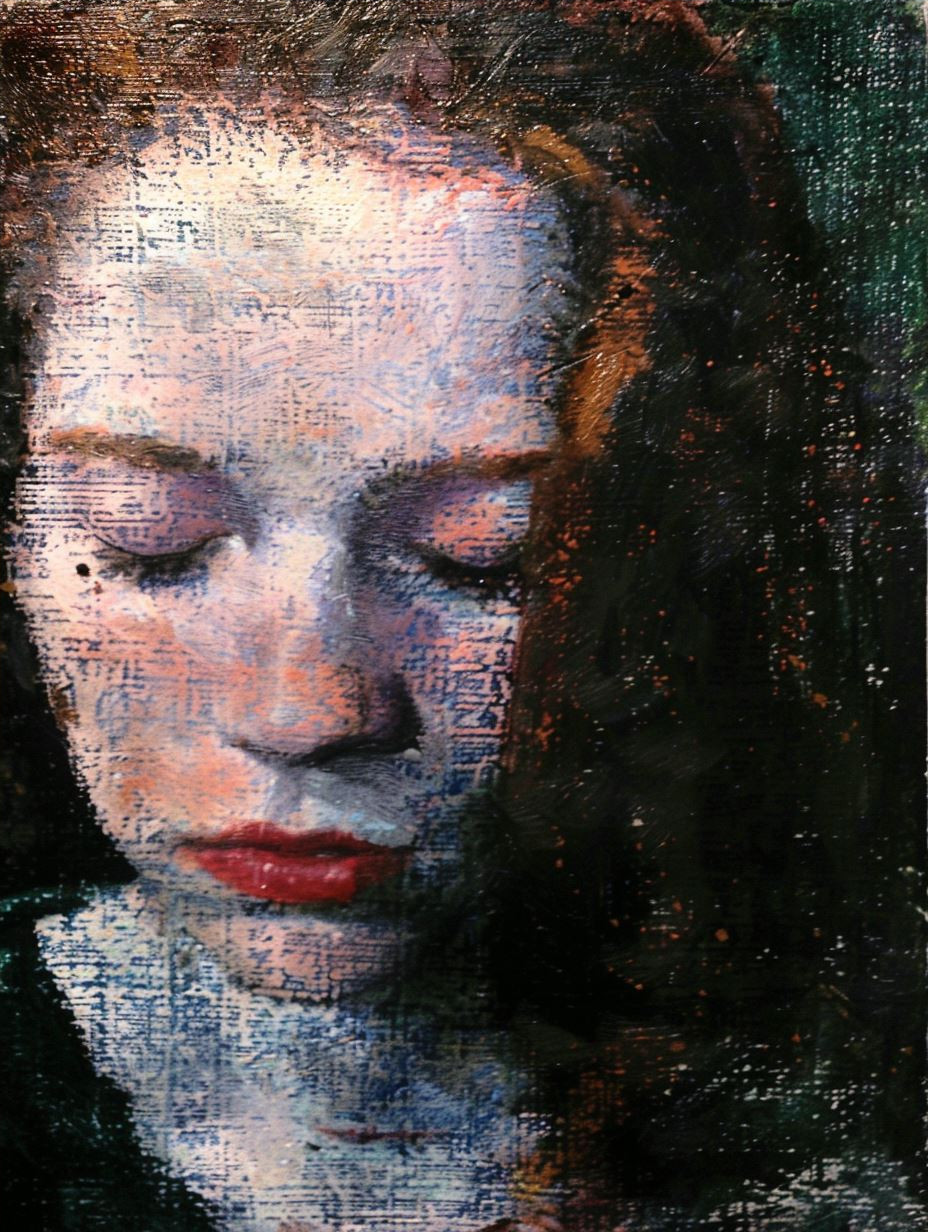 Haunting Gaze in Distressed Oil - Image 4