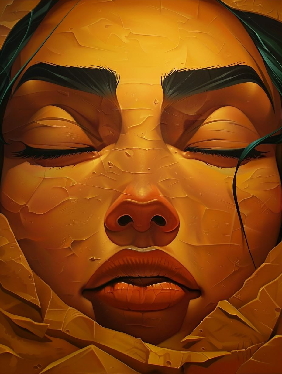 Golden Cracked Porcelain Portrait - Image 3