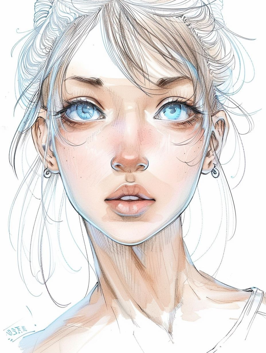 Ethereal Sketch of Azure Eyes - Image 1