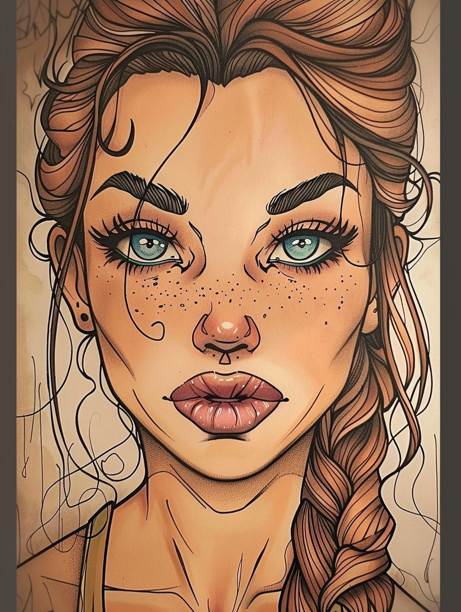 Ethereal Floral Line Art Portrait - Image 4