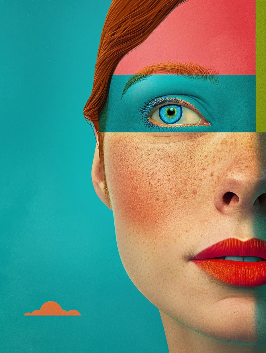 Vibrant Teal Surreal Portrait - Image 4