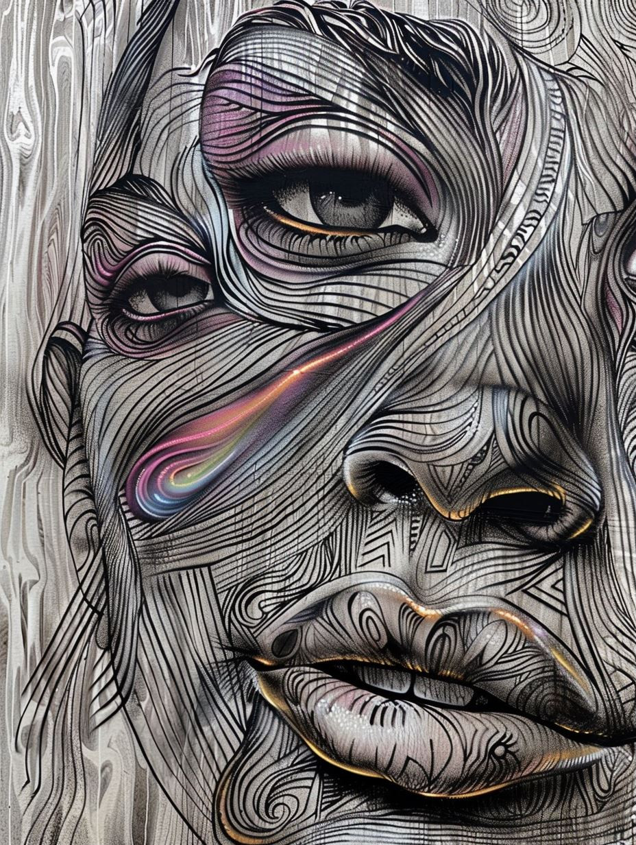 Surrealist Charcoal Portrait Studies - Image 1