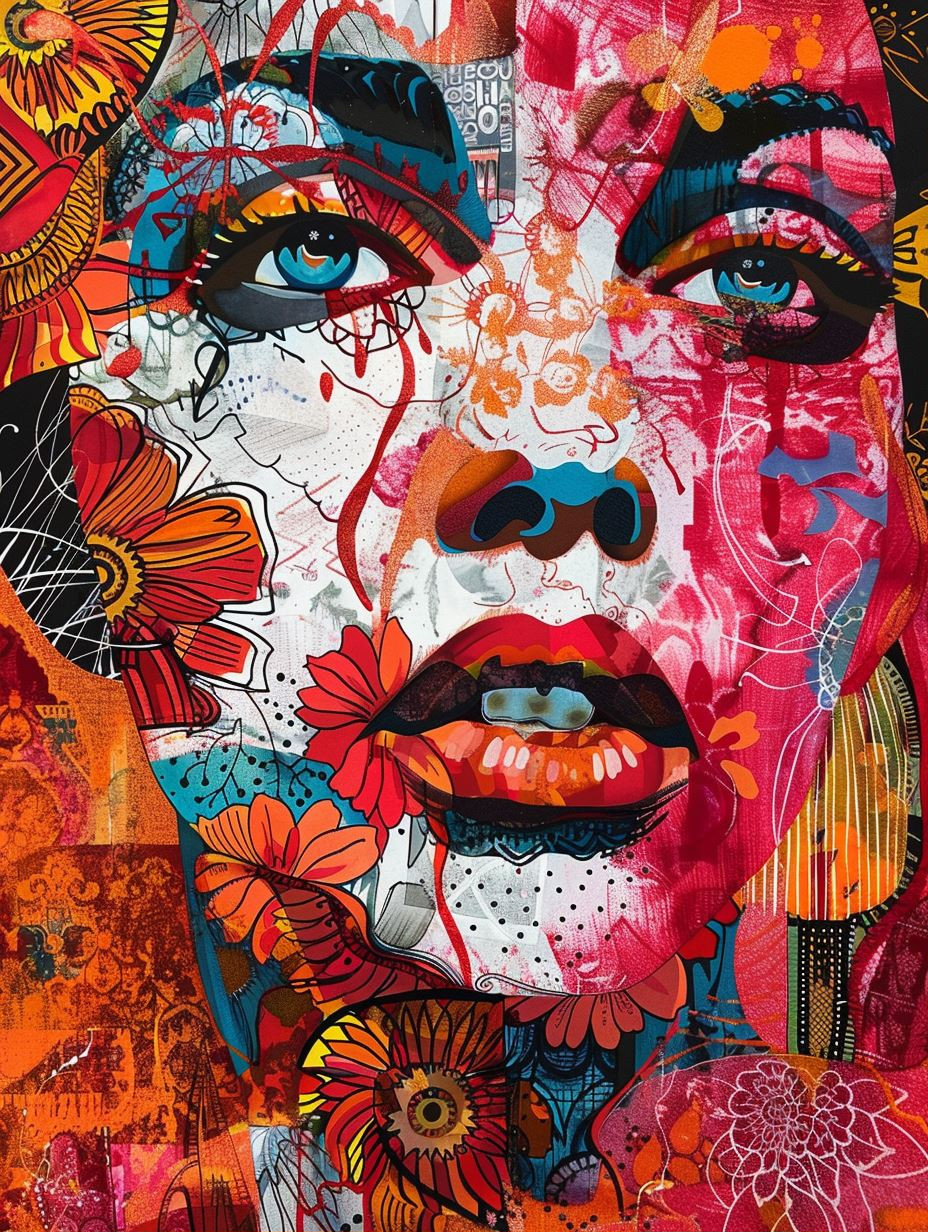 Vibrant Abstract Portrait Collage - Image 1