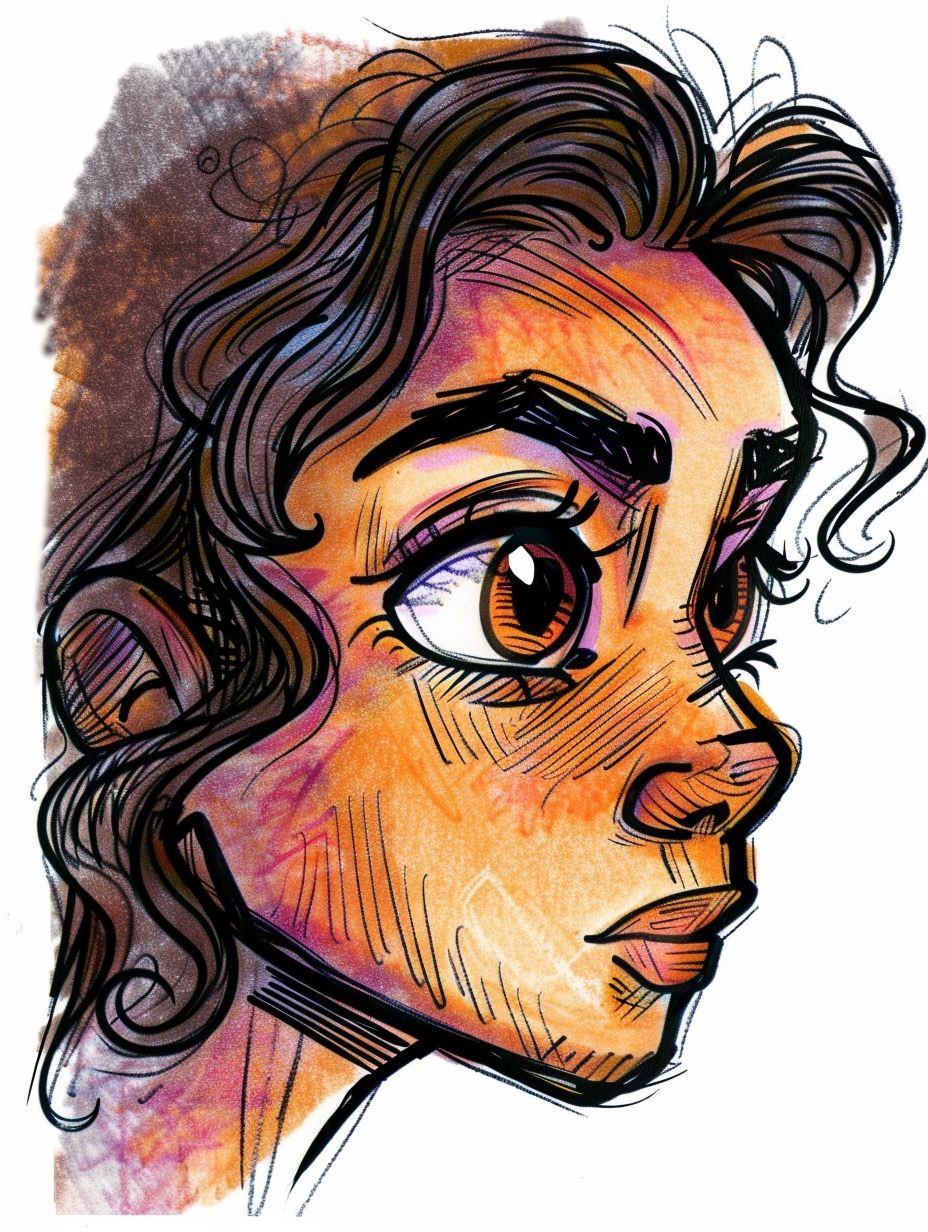 Vibrant Ink and Watercolor Portrait - Image 2