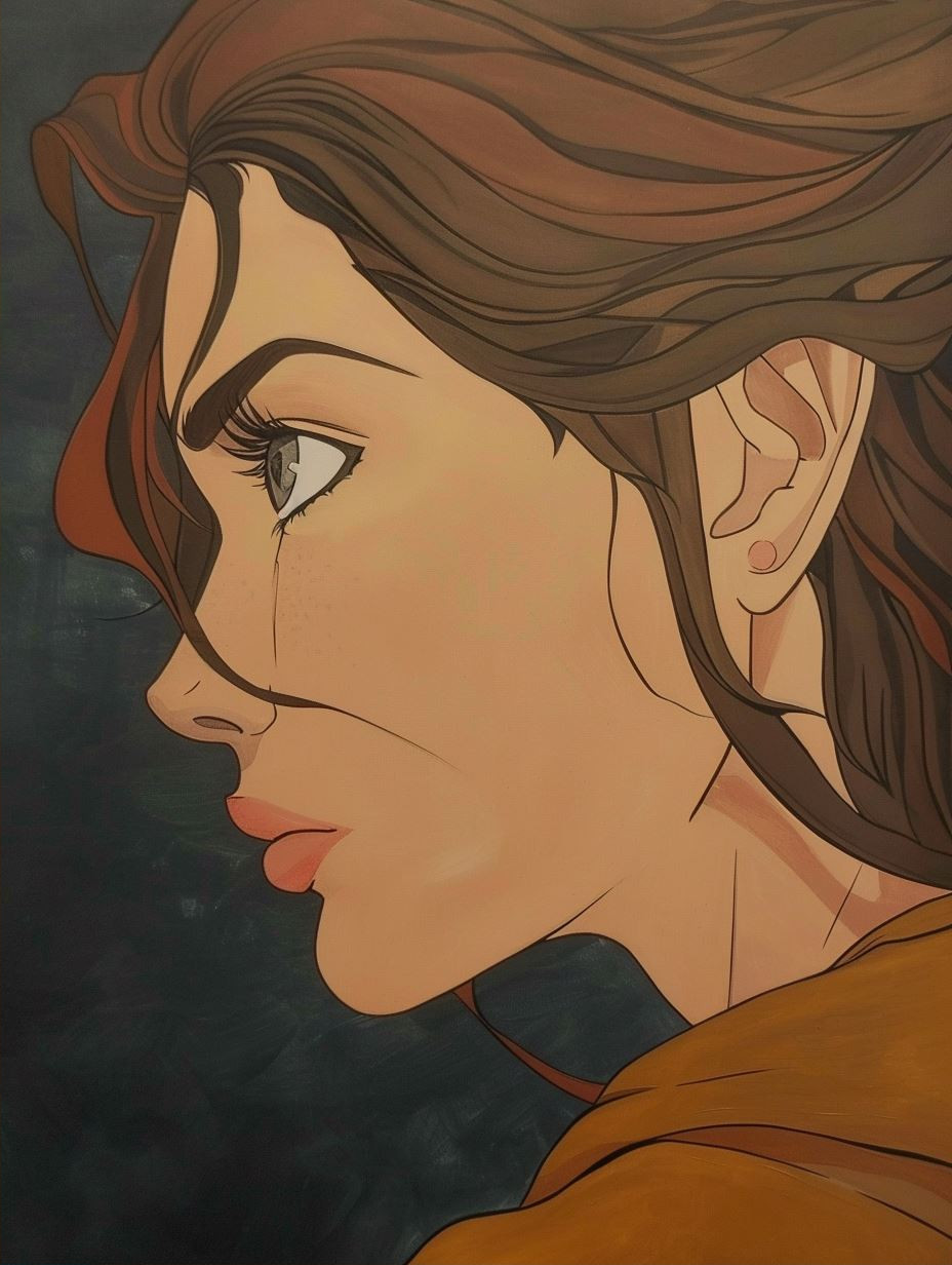 Vintage Crumpled Paper Anime Portrait - Image 2