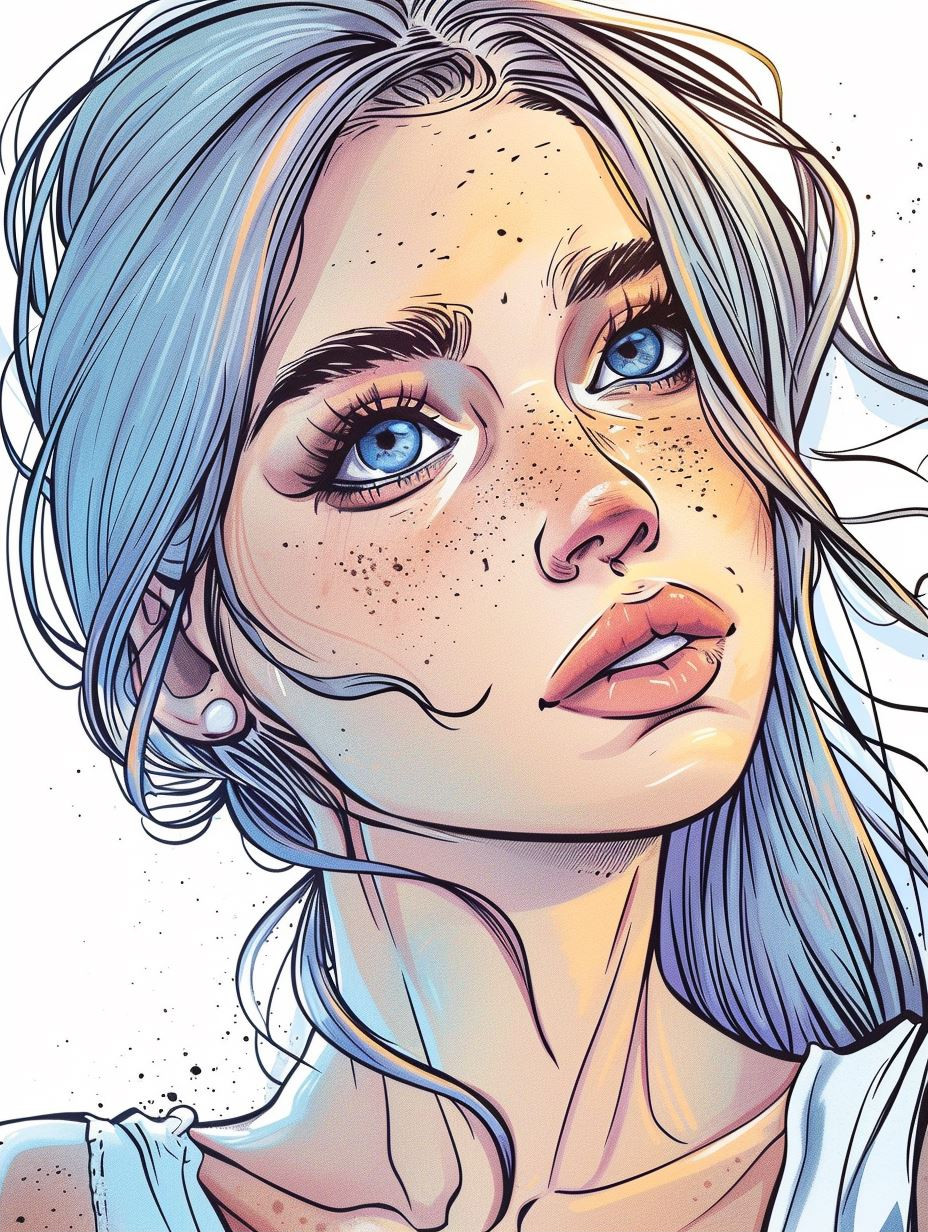 Ethereal Gazes: A Study of Freckled Beauty - Image 2