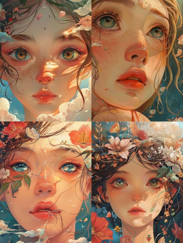 Ethereal Blooms: A Digital Portrait Study