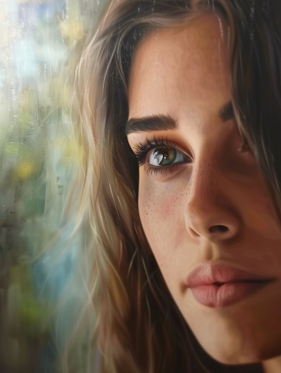 Ethereal Gaze: A Study of Feminine Beauty - Image 1