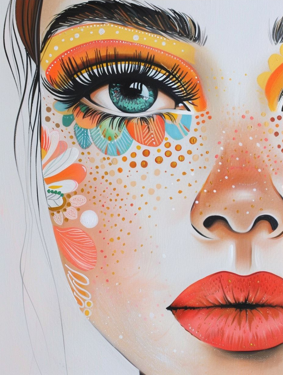 Floral Dotwork Surrealist Portrait - Image 3