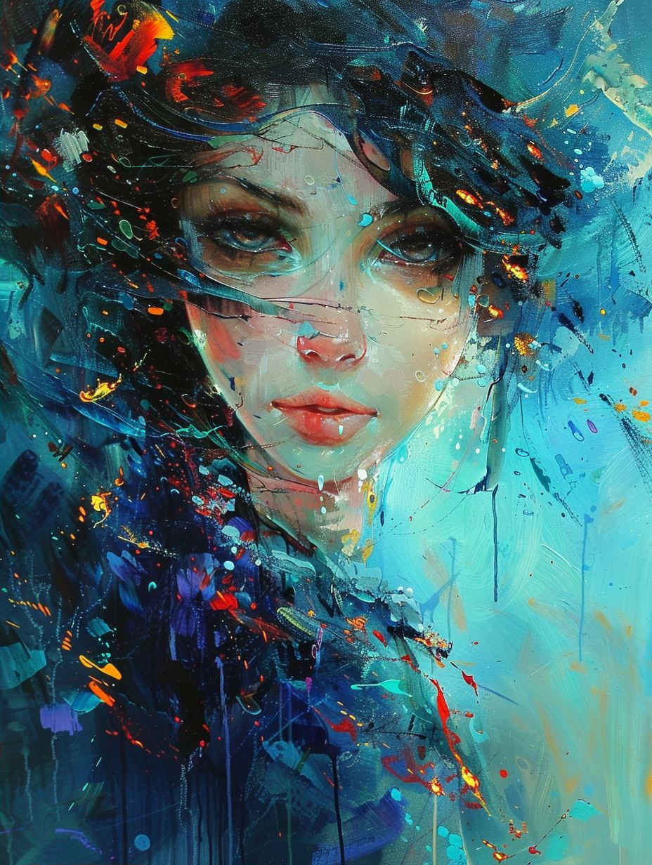 Azure Dreams: Abstract Portraits of a Woman - Image 2
