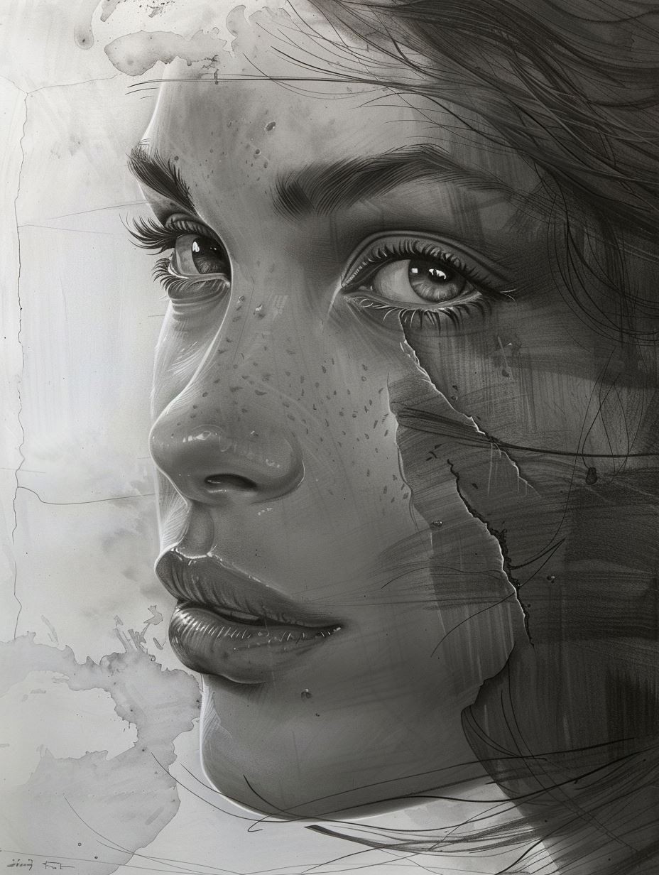 Ethereal Monochrome Digital Portrait - Image 2