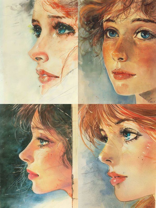 Azure Gaze: A Study in Watercolor