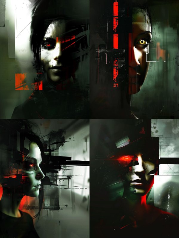 Dark Cybernetic Fragmented Portraits